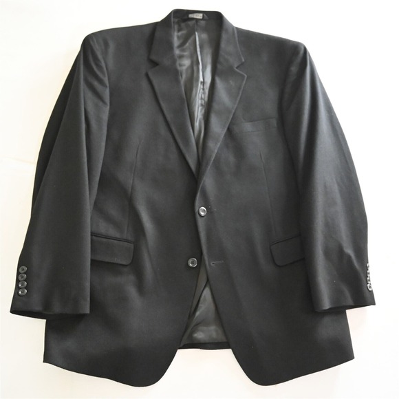 Jos A Bank 46R Black 100% Cashmere Flannel Mens Blazer Jacket Sport Coat